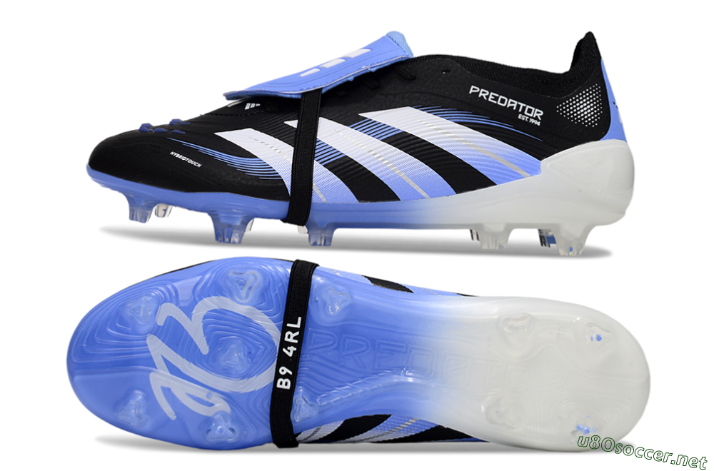 Unisex Adidas Predator 25 Elite Foldover Tongue FG Football Boots - Black/White/Blue 1