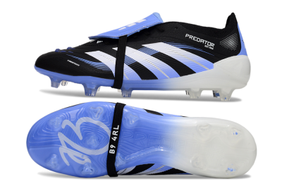 Unisex Adidas Predator 25 Elite Foldover Tongue FG Football Boots - Black/White/Blue