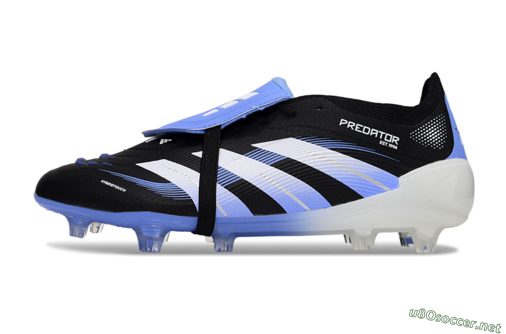 Unisex Adidas Predator 25 Elite Foldover Tongue FG Football Boots - Black/White/Blue 0