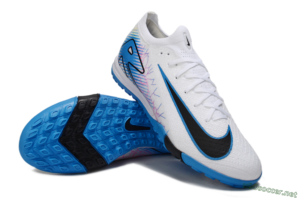 Unisex Nike Air Zoom Mercurial Vapor 16 Elite TF Football Shoes - White/Blue/Black 3