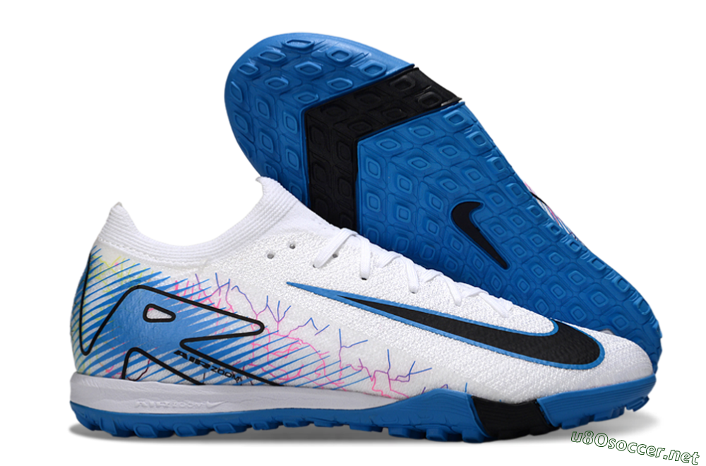 Unisex Nike Air Zoom Mercurial Vapor 16 Elite TF Football Shoes - White/Blue/Black 2