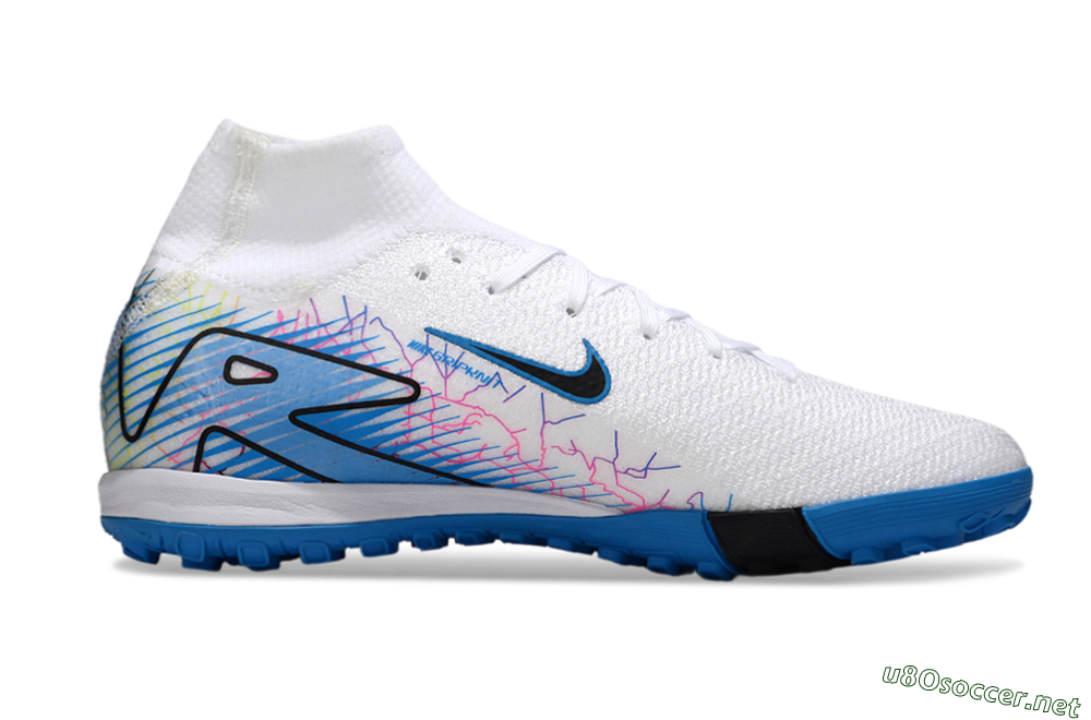 Unisex Nike Air Zoom Mercurial Superfly 10 Elite TF Football Shoes - White/Blue/Black 7