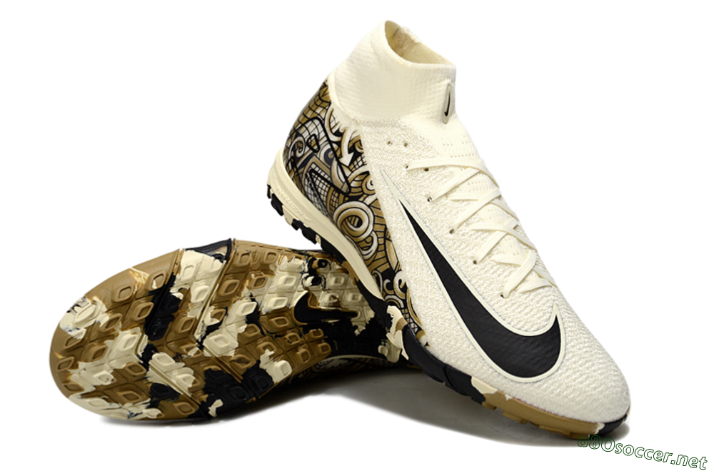 Unisex Nike Air Zoom Mercurial Superfly 10 Elite TF Football Shoes - Beige/Black/Brown 3
