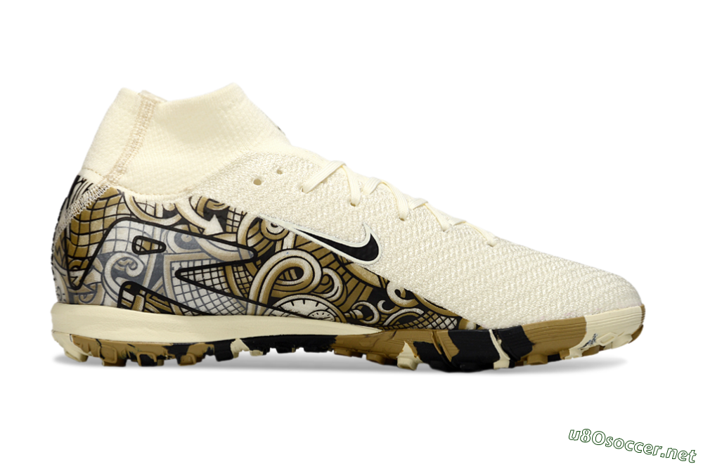 Unisex Nike Air Zoom Mercurial Superfly 10 Elite TF Football Shoes - Beige/Black/Brown 7