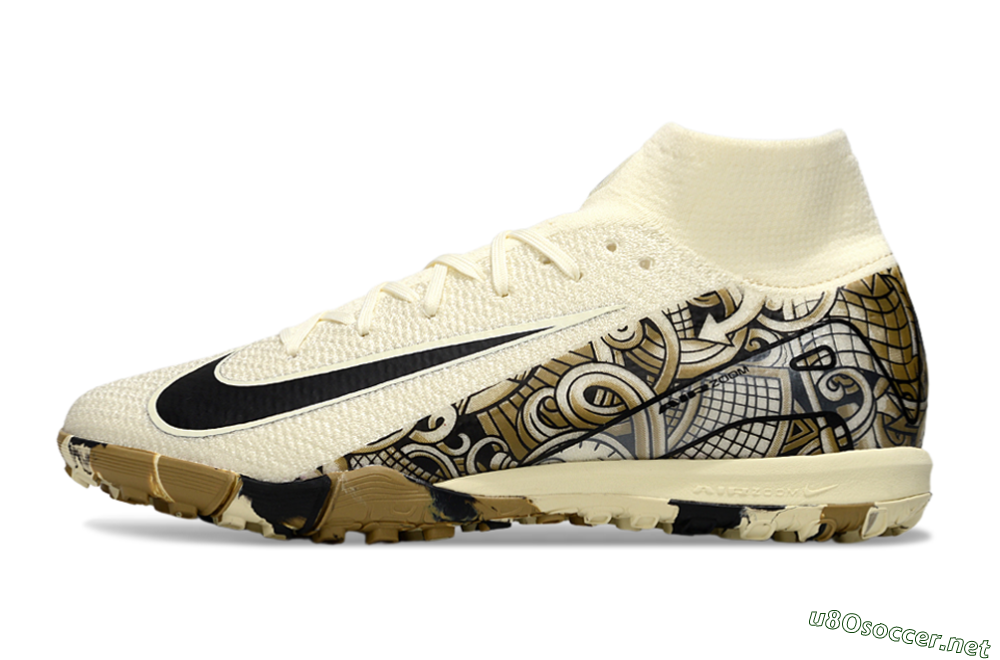 Unisex Nike Air Zoom Mercurial Superfly 10 Elite TF Football Shoes - Beige/Black/Brown 0