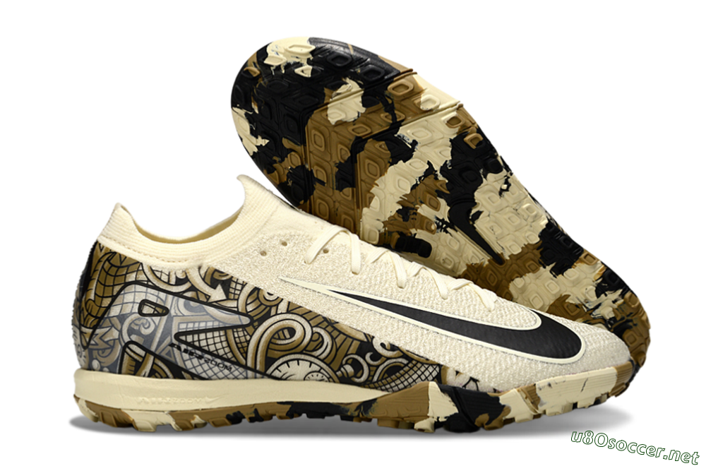 Unisex Nike Air Zoom Mercurial Vapor 16 Elite TF Football Shoes - Beige/Black/Brown 2