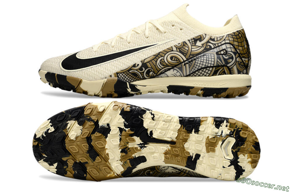 Unisex Nike Air Zoom Mercurial Vapor 16 Elite TF Football Shoes - Beige/Black/Brown 1