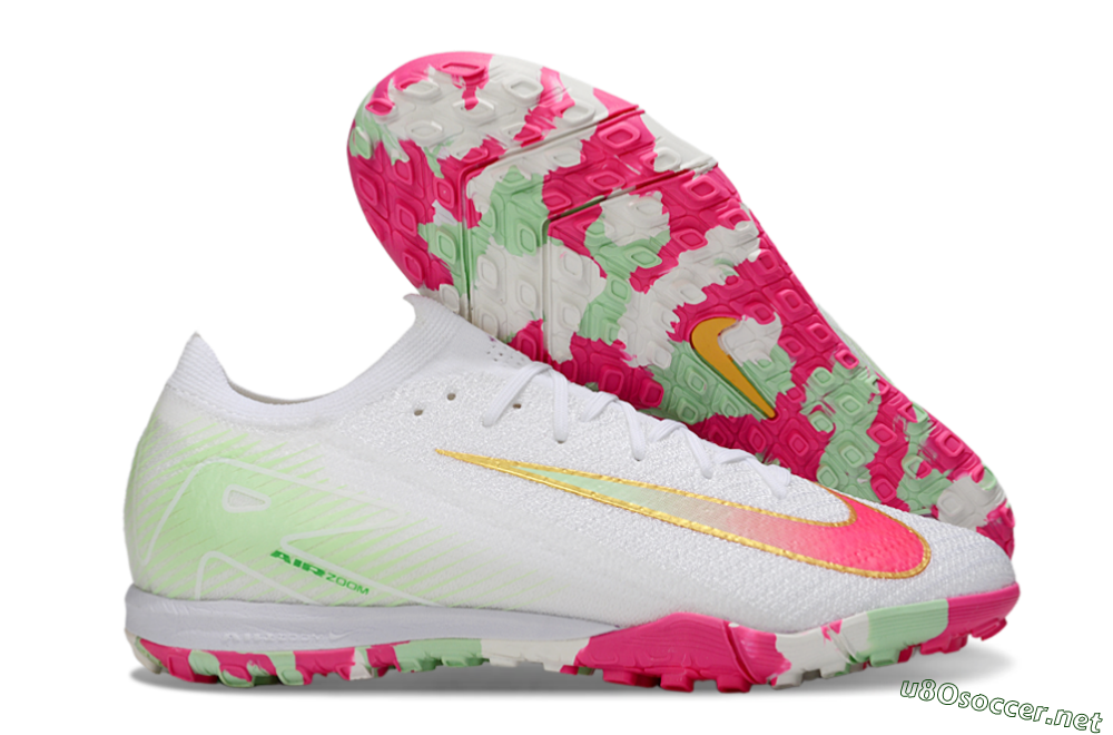 Unisex Nike Air Zoom Mercurial Vapor 16 Elite TF Football Shoes - White/Red/Gold 2