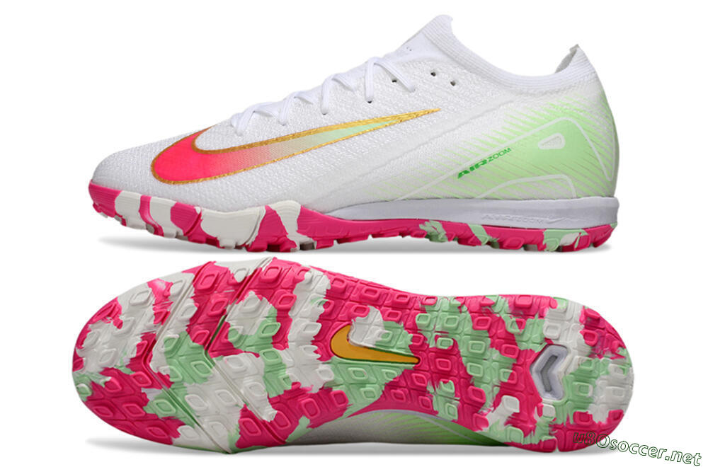 Unisex Nike Air Zoom Mercurial Vapor 16 Elite TF Football Shoes - White/Red/Gold 1
