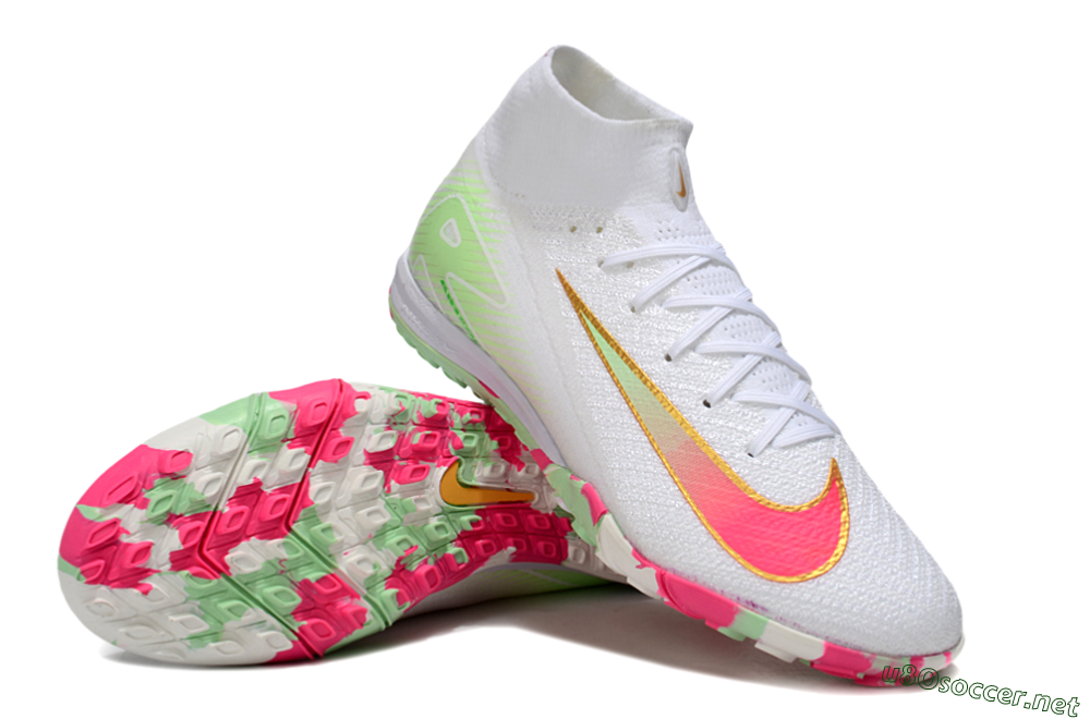 Unisex Nike Air Zoom Mercurial Superfly 10 Elite TF Football Shoes - White/Red/Gold 3