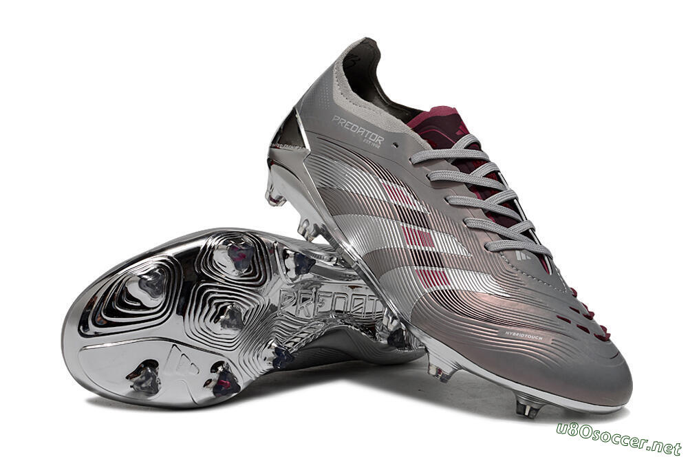 Unisex Adidas Predator 25 Elite FG Football Boots - Silver/Pink/Red 3
