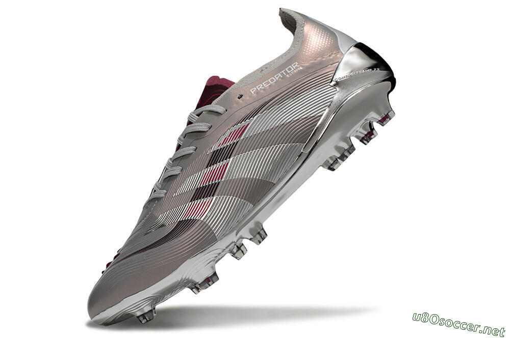 Unisex Adidas Predator 25 Elite FG Football Boots - Silver/Pink/Red 5