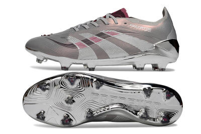 Unisex Adidas Predator 25 Elite FG Football Boots - Silver/Pink/Red