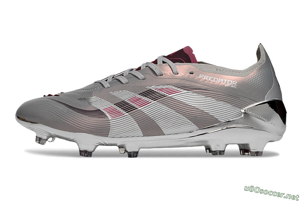 Unisex Adidas Predator 25 Elite FG Football Boots - Silver/Pink/Red 0
