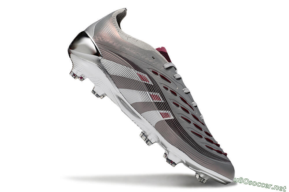 Unisex Adidas Predator 25 Elite FG Football Boots - Silver/Pink/Red 4