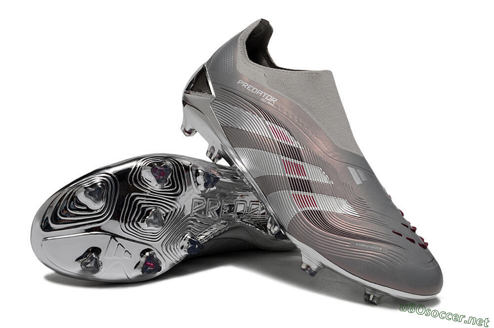Unisex Adidas Predator 25 Elite Laceless FG Football Boots - Silver/Pink 3