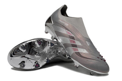 Unisex Adidas Predator 25 Elite Laceless FG Football Boots - Silver/Pink