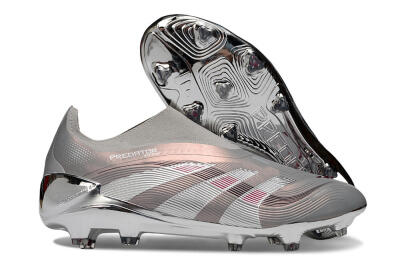 Unisex Adidas Predator 25 Elite Laceless FG Football Boots - Silver/Pink