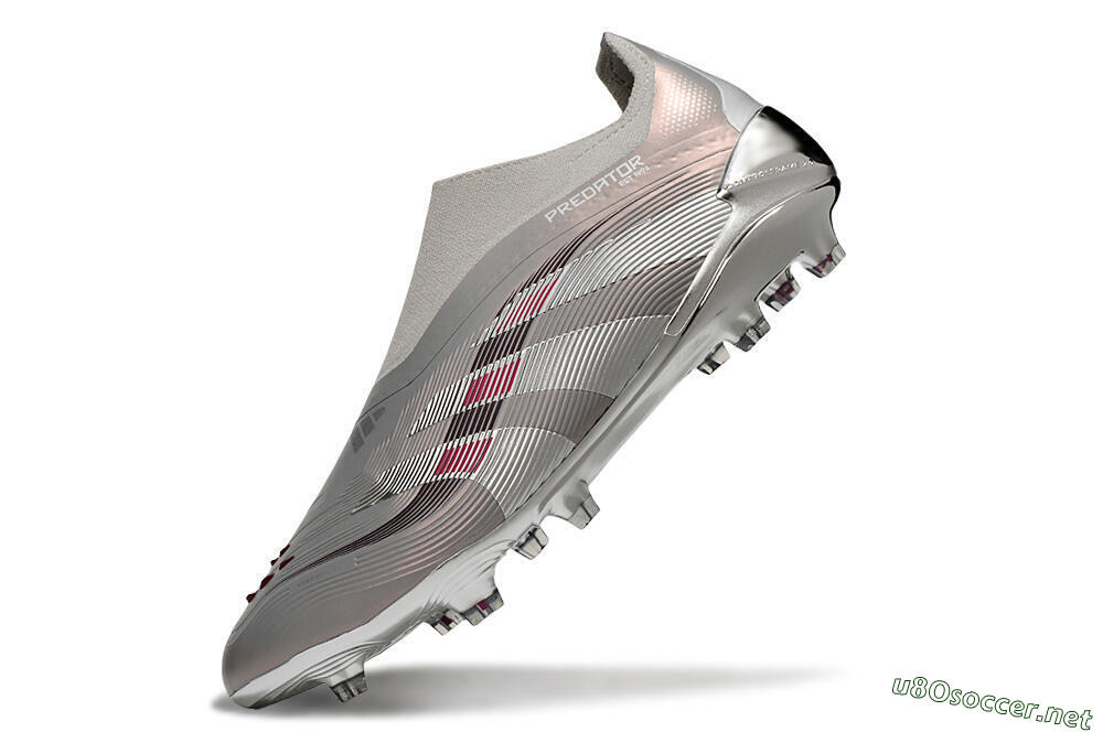 Unisex Adidas Predator 25 Elite Laceless FG Football Boots - Silver/Pink 5