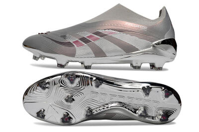Unisex Adidas Predator 25 Elite Laceless FG Football Boots - Silver/Pink