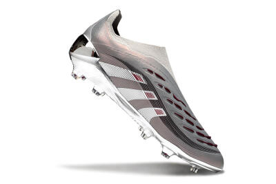 Unisex Adidas Predator 25 Elite Laceless FG Football Boots - Silver/Pink