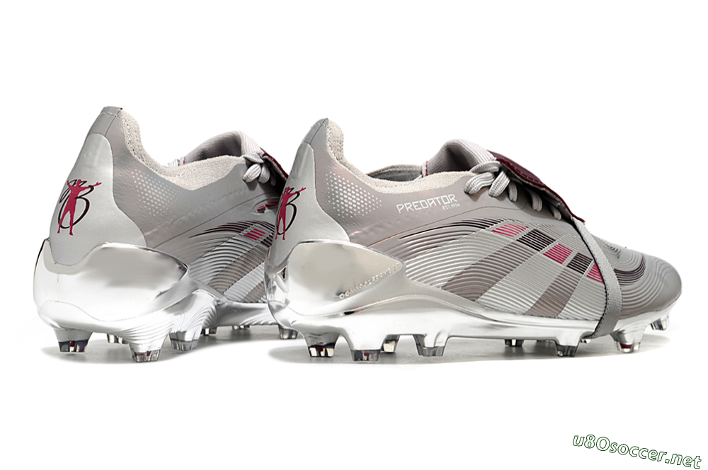 Unisex Adidas Predator 25 Elite Foldover Tongue FG Football Boots - Silver/Pink/Red 6
