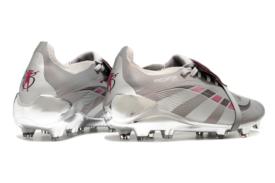 Unisex Adidas Predator 25 Elite Foldover Tongue FG Football Boots - Silver/Pink/Red