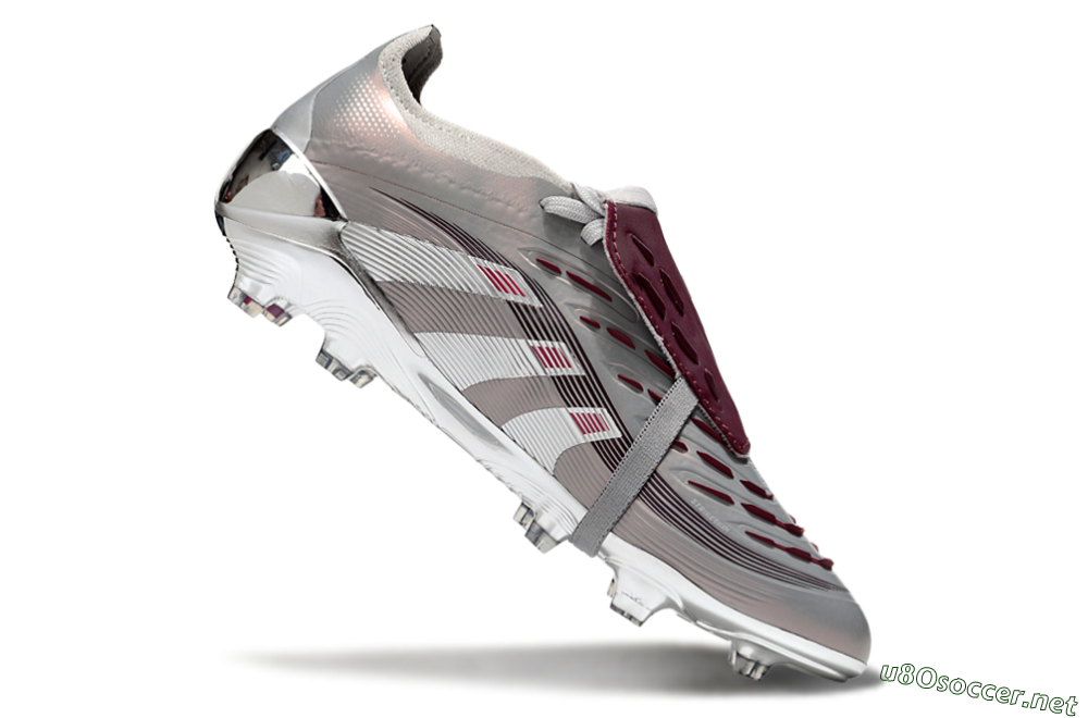 Unisex Adidas Predator 25 Elite Foldover Tongue FG Football Boots - Silver/Pink/Red 4