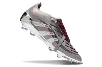 Unisex Adidas Predator 25 Elite Foldover Tongue FG Football Boots - Silver/Pink/Red