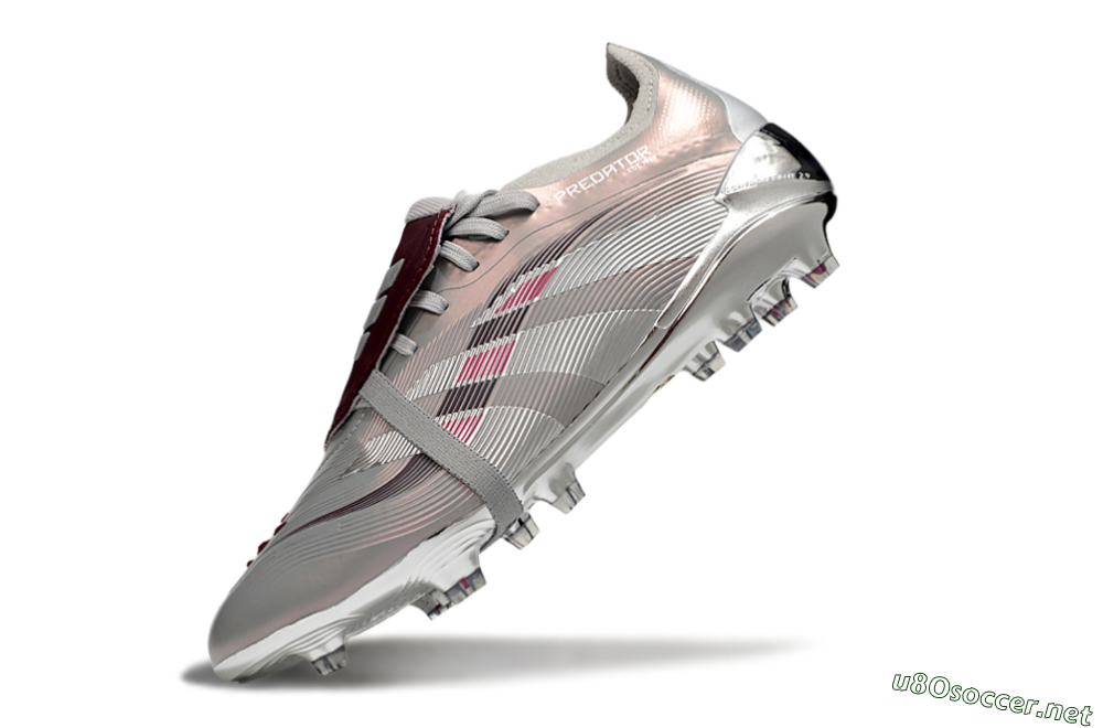 Unisex Adidas Predator 25 Elite Foldover Tongue FG Football Boots - Silver/Pink/Red 5