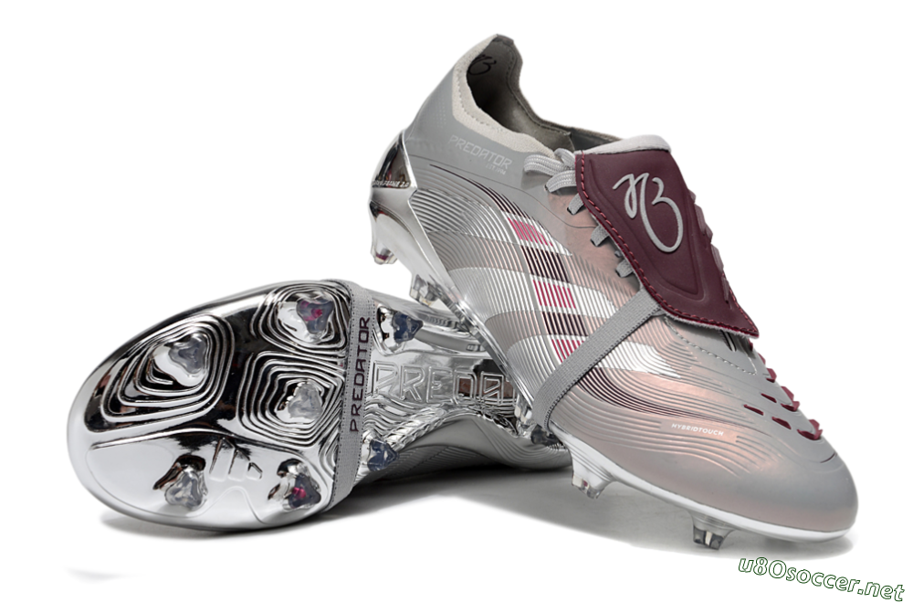 Unisex Adidas Predator 25 Elite Foldover Tongue FG Football Boots - Silver/Pink/Red 3