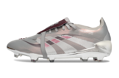 Unisex Adidas Predator 25 Elite Foldover Tongue FG Football Boots - Silver/Pink/Red