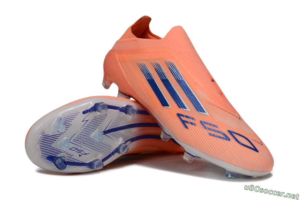 Men's Adidas F50 Elite Laceless FG Football Boots - Orange/Blue/White 3