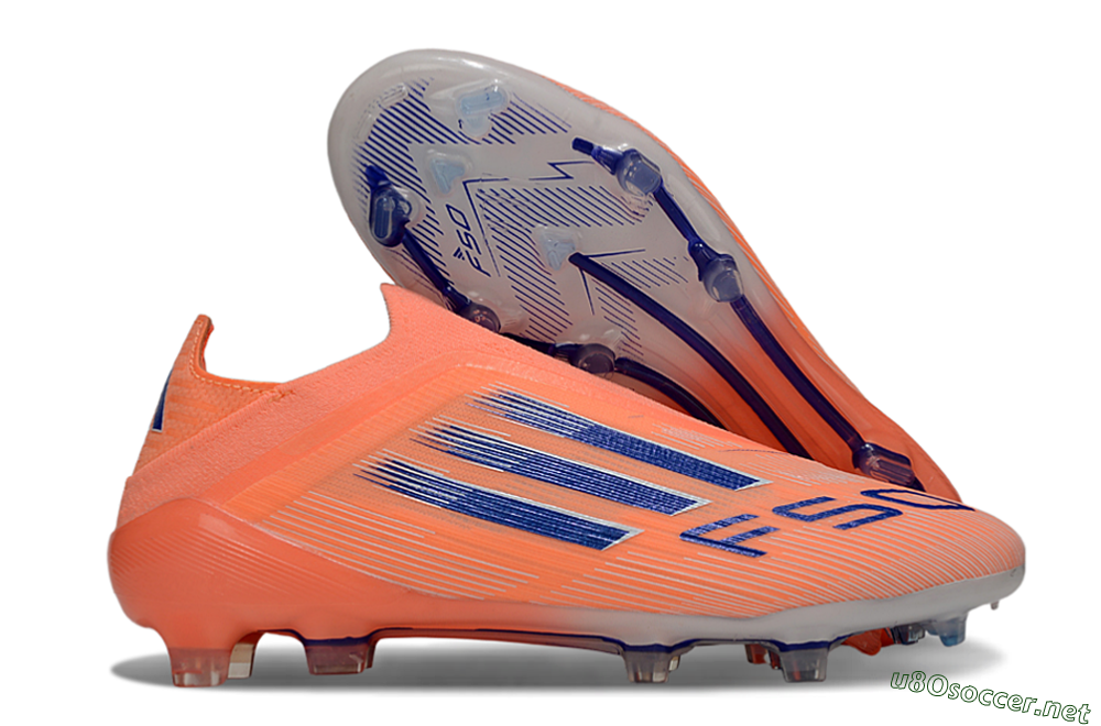 Men's Adidas F50 Elite Laceless FG Football Boots - Orange/Blue/White 2