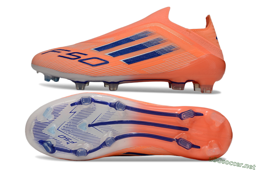 Men's Adidas F50 Elite Laceless FG Football Boots - Orange/Blue/White 1
