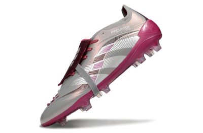 Unisex Adidas Predator 25 Elite Foldover Tongue FG Football Boots - Silver/Red