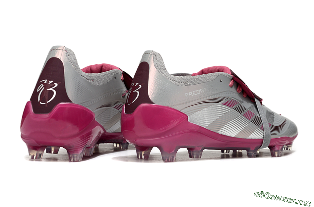 Unisex Adidas Predator 25 Elite Foldover Tongue FG Football Boots - Silver/Red 6
