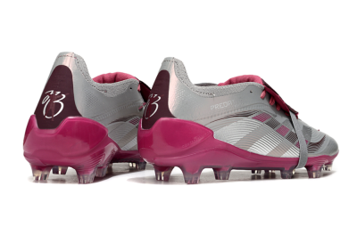 Unisex Adidas Predator 25 Elite Foldover Tongue FG Football Boots - Silver/Red