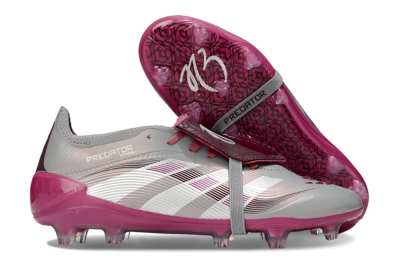 Unisex Adidas Predator 25 Elite Foldover Tongue FG Football Boots - Silver/Red