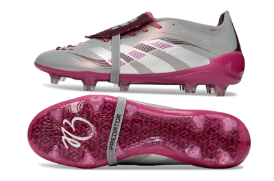 Unisex Adidas Predator 25 Elite Foldover Tongue FG Football Boots - Silver/Red