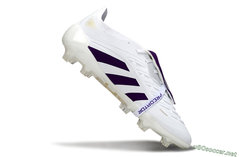 Unisex Adidas Predator 25 Elite Foldover Tongue FG Football Boots - White/Purple/Gold 4