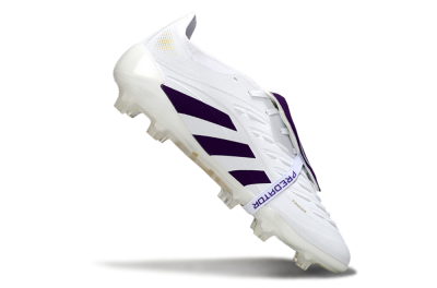 Unisex Adidas Predator 25 Elite Foldover Tongue FG Football Boots - White/Purple/Gold
