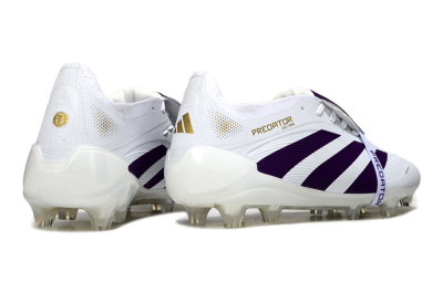 Unisex Adidas Predator 25 Elite Foldover Tongue FG Football Boots - White/Purple/Gold