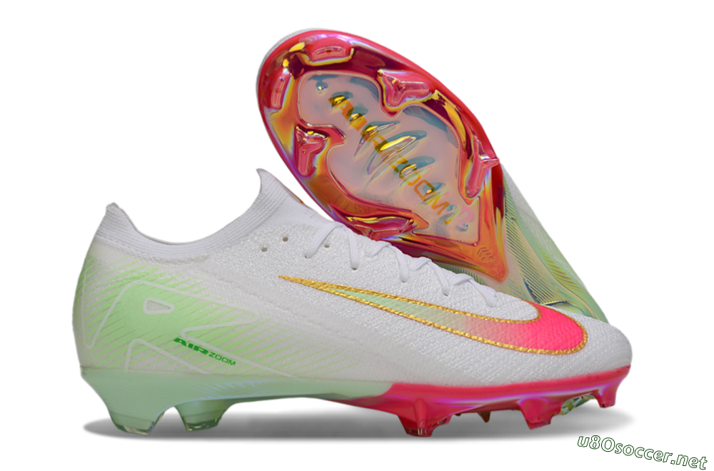 Unisex Nike Air Zoom Mercurial Vapor 16 Elite FG Football Boots - White/Red/Gold 2