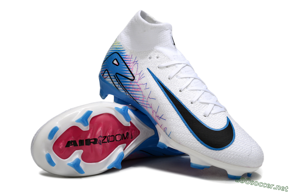 Unisex Nike Air Zoom Mercurial Superfly 10 Elite FG Football Boots - White/Blue/Black 3