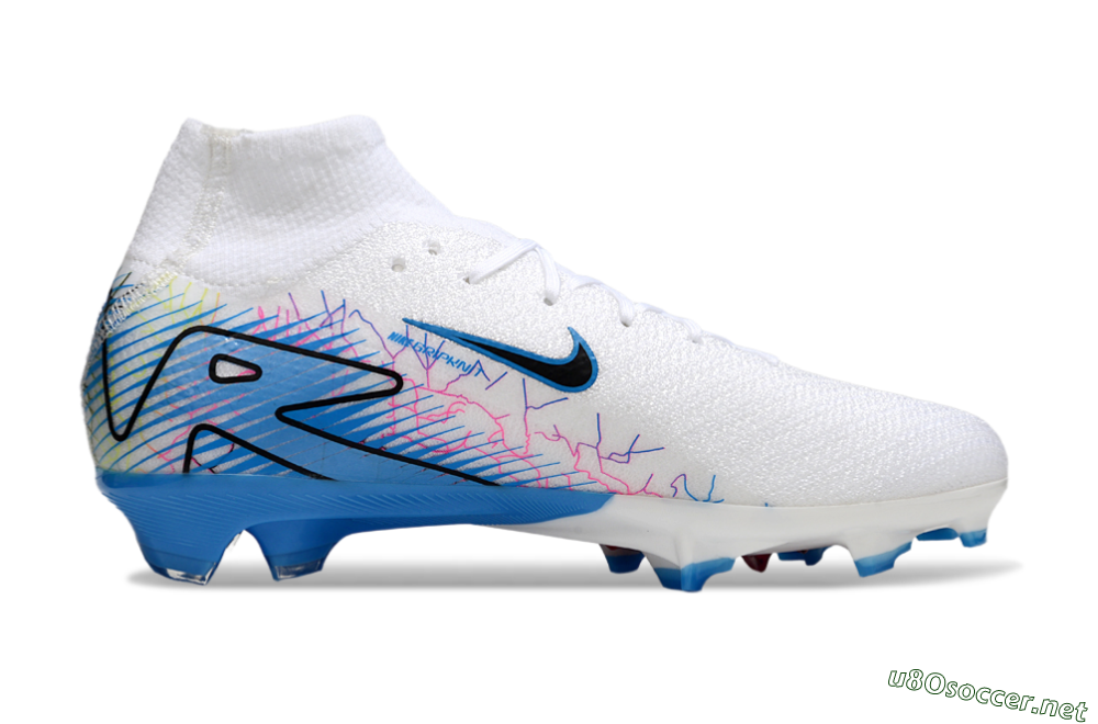 Unisex Nike Air Zoom Mercurial Superfly 10 Elite FG Football Boots - White/Blue/Black 7