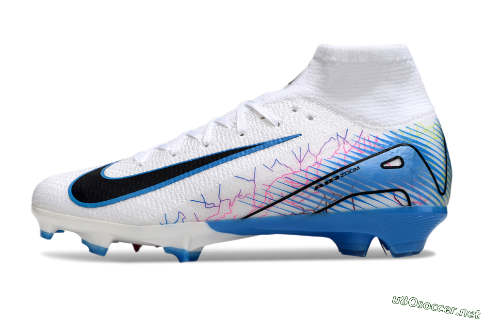 Unisex Nike Air Zoom Mercurial Superfly 10 Elite FG Football Boots - White/Blue/Black 0