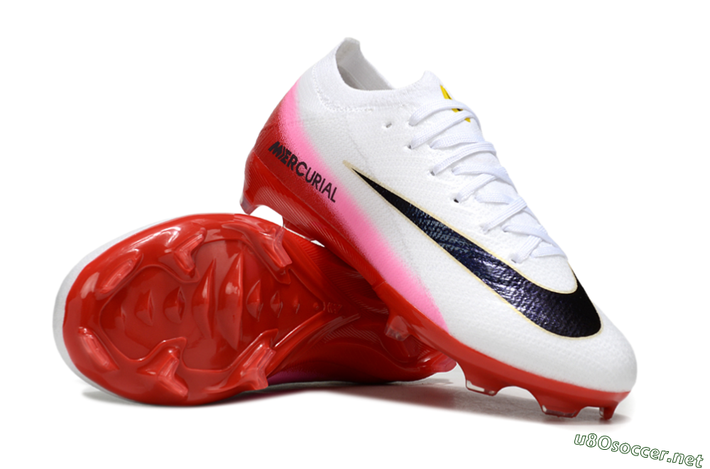 Kids Nike Air Zoom Mercurial Vapor 16 Elite FG Football Boots - White/Black/Red 1