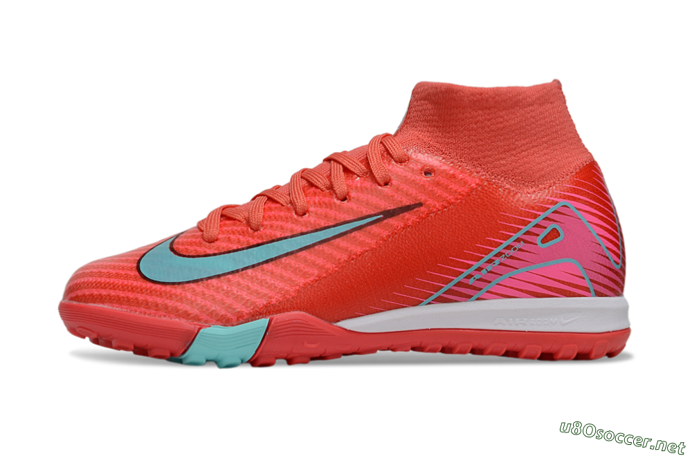 Kids Nike Air Zoom Mercurial Superfly 10 Elite TF Football Shoes - Red/Jade/Pink 0