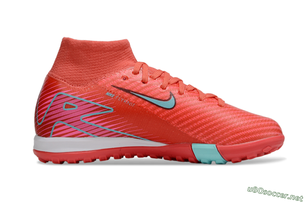 Kids Nike Air Zoom Mercurial Superfly 10 Elite TF Football Shoes - Red/Jade/Pink 4